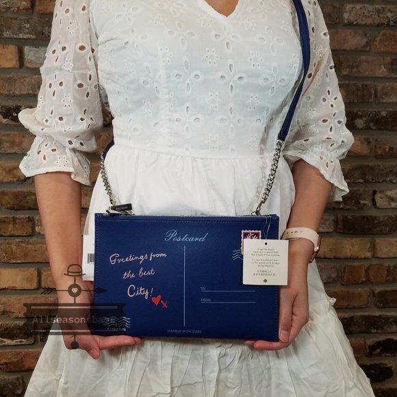 Kate Spade Post Card Crossbody Blue Off the Grid CLUTCH Authentic